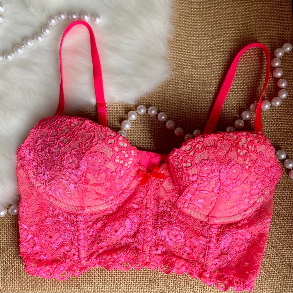 victoria secret Neon Pink Corset Bra
